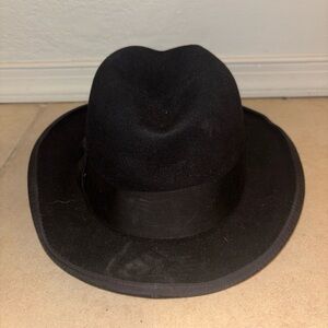 Classic Genuine Fur Felt Black Fedora Hat